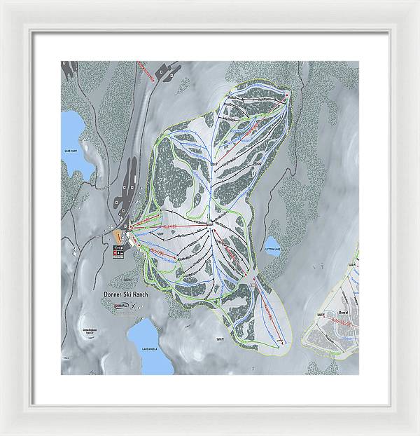 Donner Ski Ranch Ski Trail Map - Framed Print - Powderaddicts