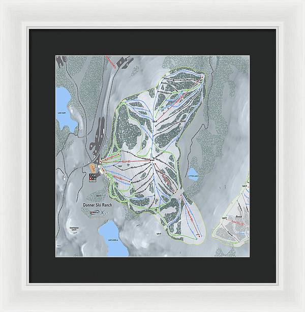 Donner Ski Ranch Ski Trail Map - Framed Print - Powderaddicts
