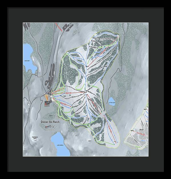 Donner Ski Ranch Ski Trail Map - Framed Print - Powderaddicts