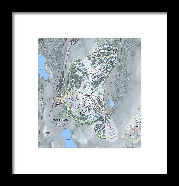 Donner Ski Ranch Ski Trail Map - Framed Print - Powderaddicts