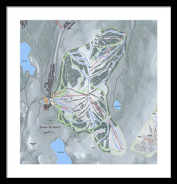 Donner Ski Ranch Ski Trail Map - Framed Print - Powderaddicts