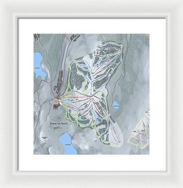 Donner Ski Ranch Ski Trail Map - Framed Print - Powderaddicts