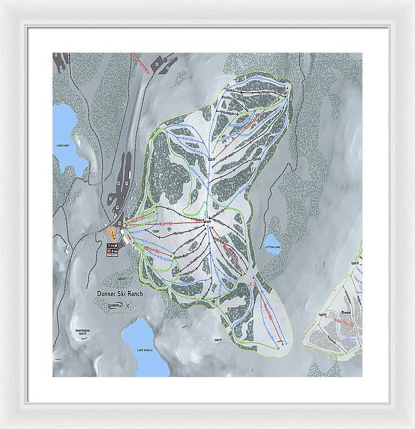 Donner Ski Ranch Ski Trail Map - Framed Print - Powderaddicts