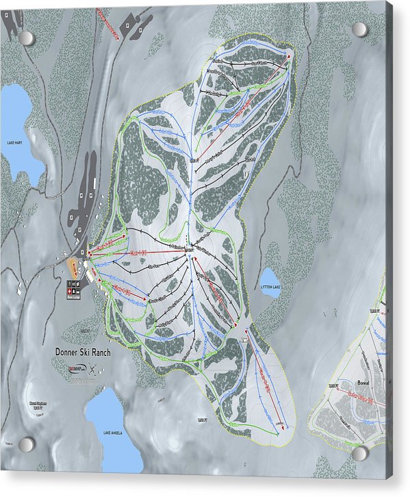 Donner Ski Ranch Ski Trail Map - Acrylic Print - Powderaddicts