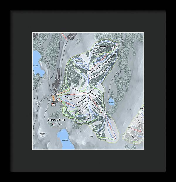 Donner Ski Ranch Ski Trail Map - Framed Print - Powderaddicts