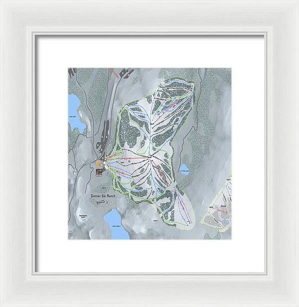 Donner Ski Ranch Ski Trail Map - Framed Print - Powderaddicts