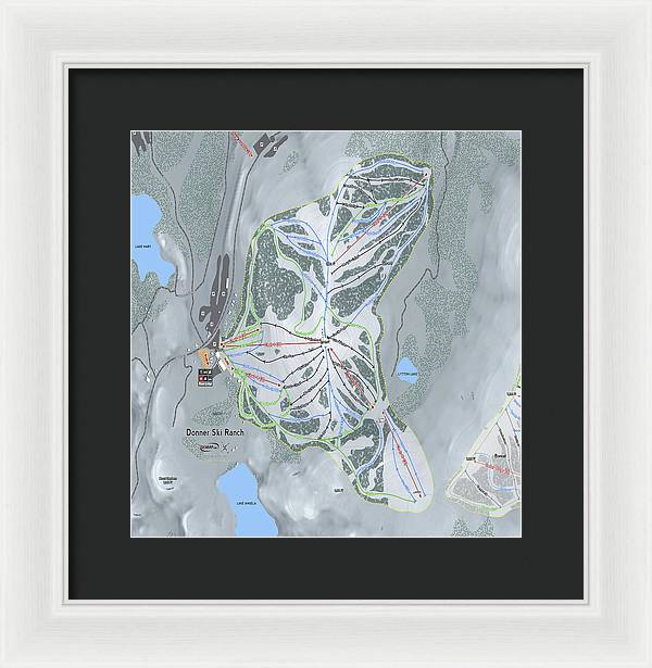 Donner Ski Ranch Ski Trail Map - Framed Print - Powderaddicts