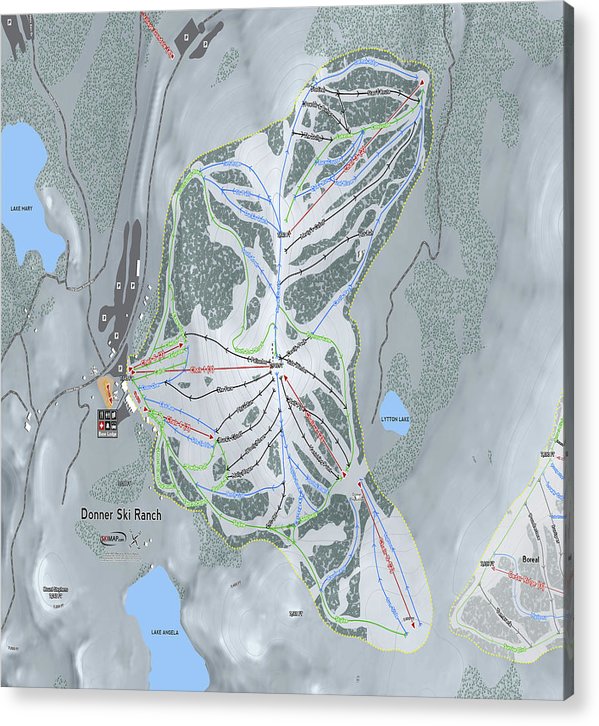 Donner Ski Ranch Ski Trail Map - Acrylic Print - Powderaddicts
