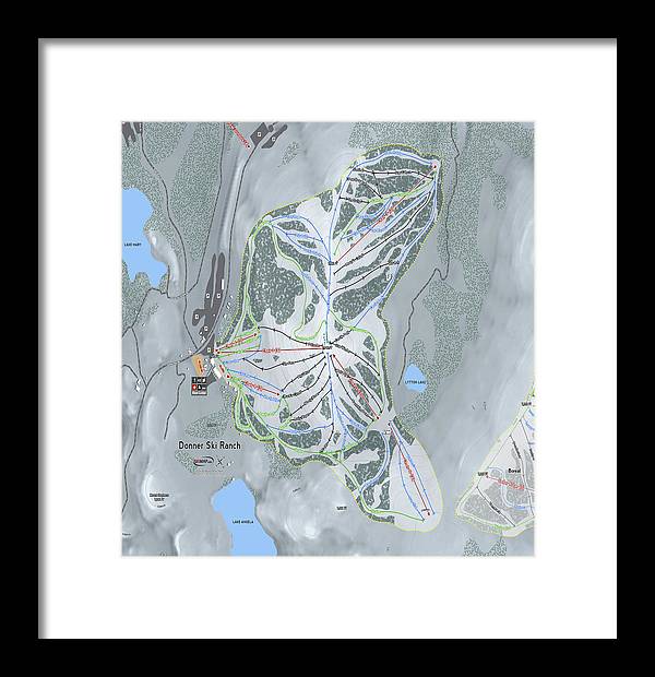 Donner Ski Ranch Ski Trail Map - Framed Print - Powderaddicts