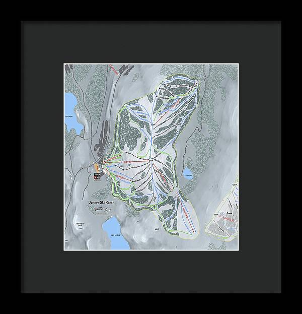 Donner Ski Ranch Ski Trail Map - Framed Print - Powderaddicts