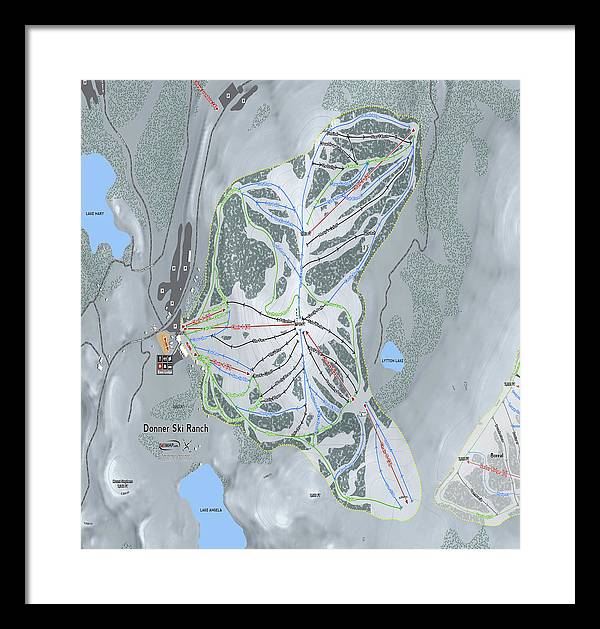Donner Ski Ranch Ski Trail Map - Framed Print - Powderaddicts