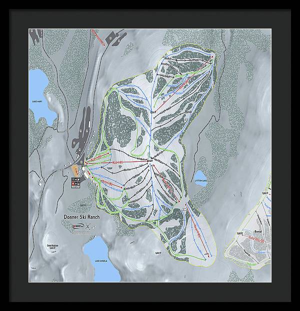 Donner Ski Ranch Ski Trail Map - Framed Print - Powderaddicts
