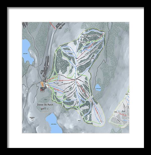 Donner Ski Ranch Ski Trail Map - Framed Print - Powderaddicts