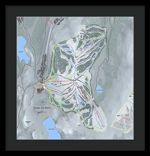 Donner Ski Ranch Ski Trail Map - Framed Print - Powderaddicts