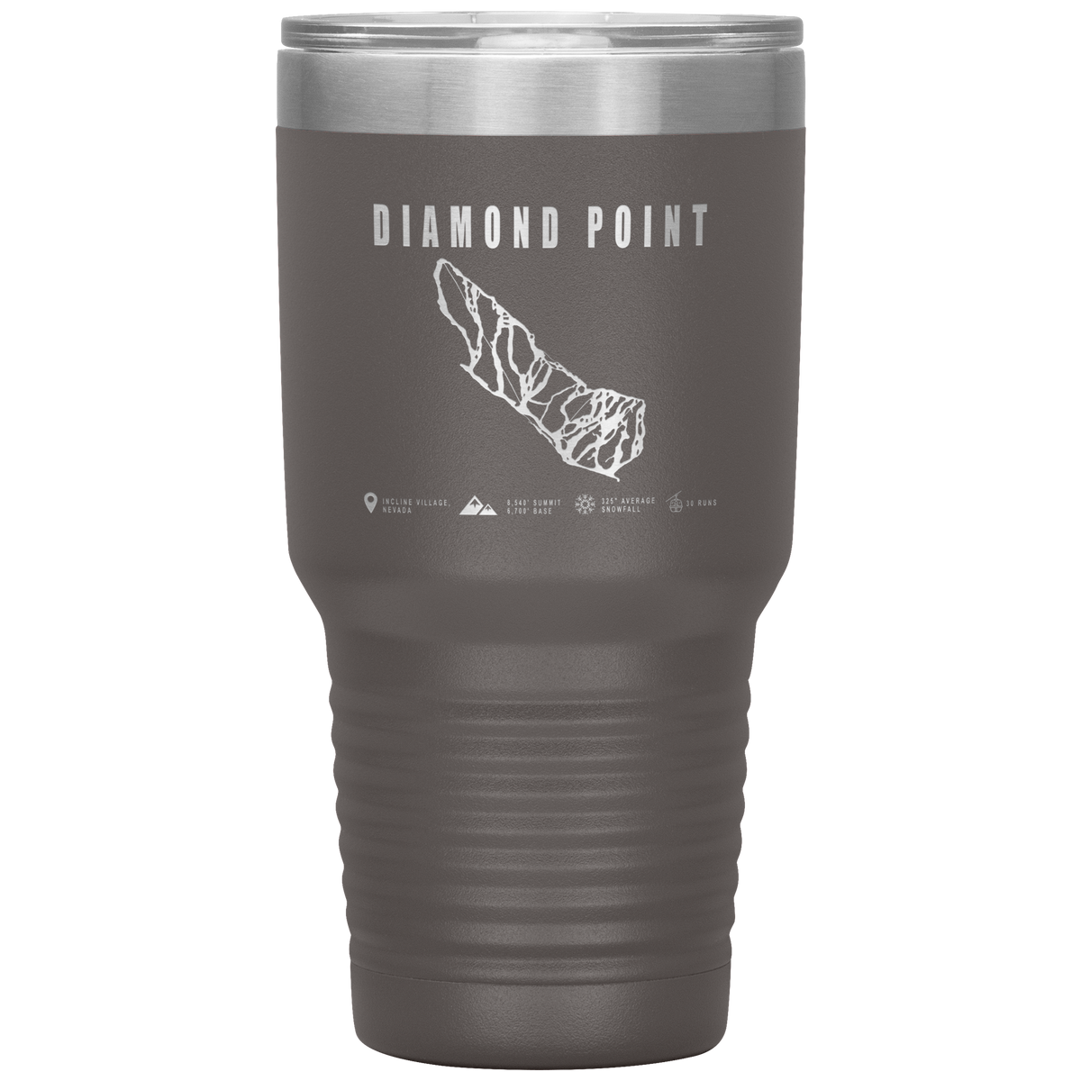 Diamond Point, Nevada Ski Trail Map 30oz Tumbler - Powderaddicts