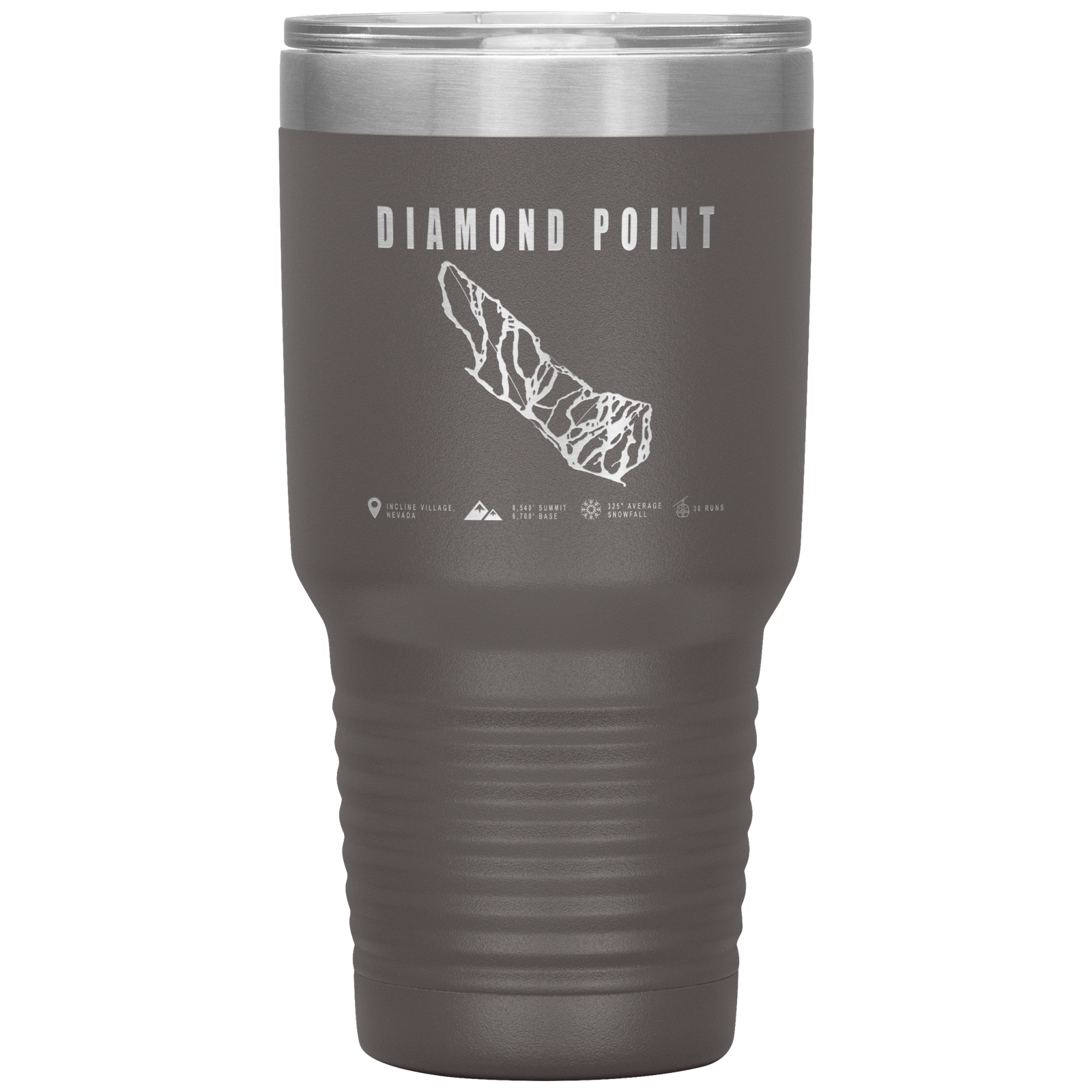 Diamond Point, Nevada Ski Trail Map 30oz Tumbler - Powderaddicts