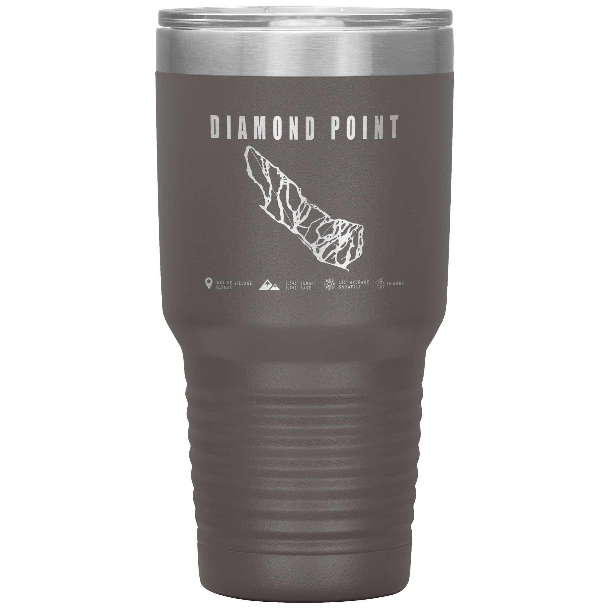 Diamond Point, Nevada Ski Trail Map 30oz Tumbler - Powderaddicts