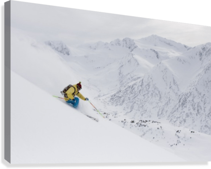 Downhill Skier In Fresh Powder - Powderaddicts