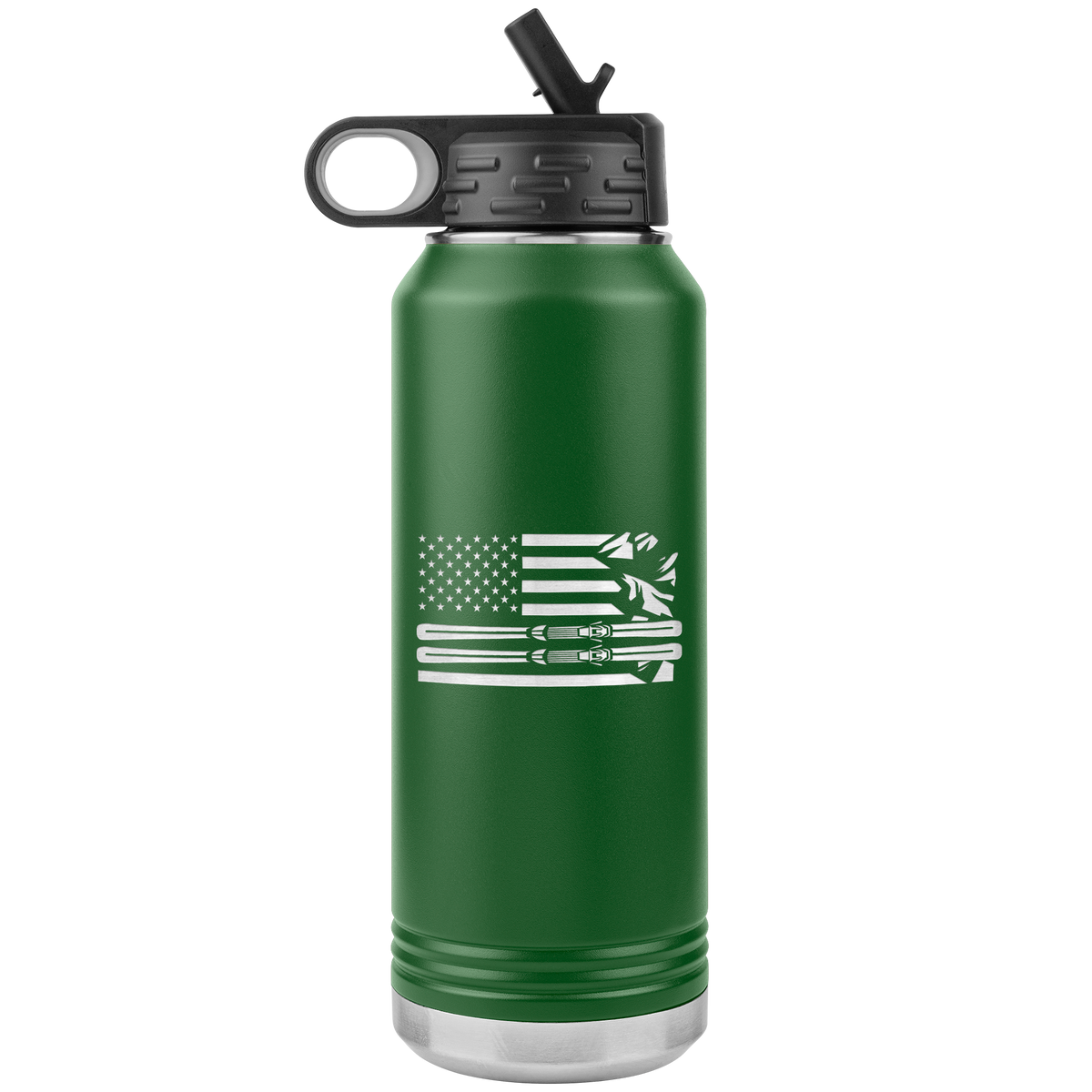 USA Ski Flag 32oz Water Bottle Tumbler - Powderaddicts