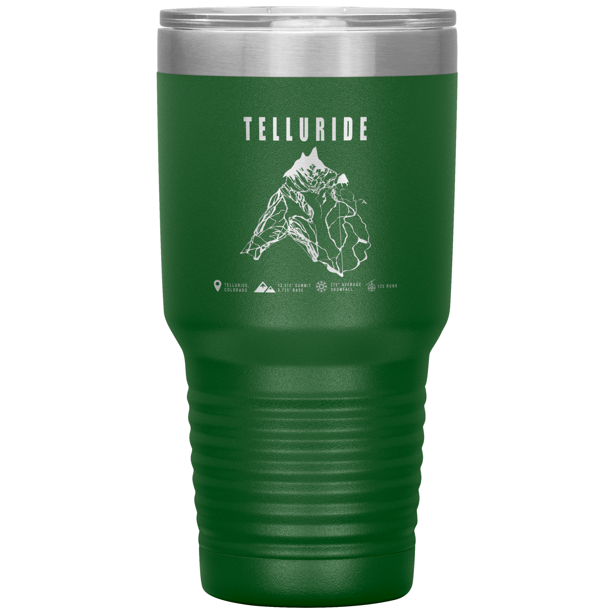 Telluride Colorado Ski Trail Map 30oz Tumbler - Powderaddicts