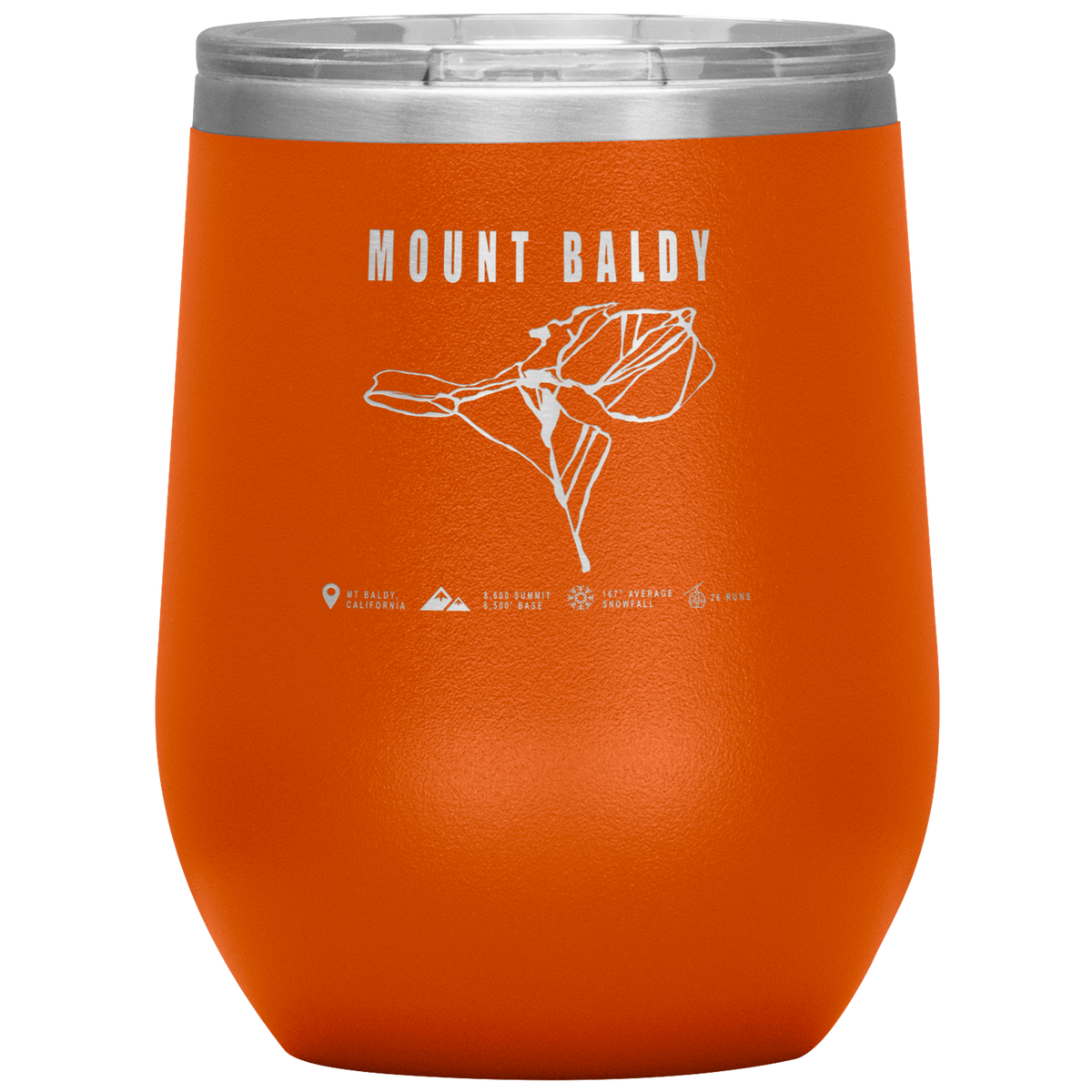 Mount Baldy, California Ski Trail Map Wine 12oz Tumbler - Powderaddicts