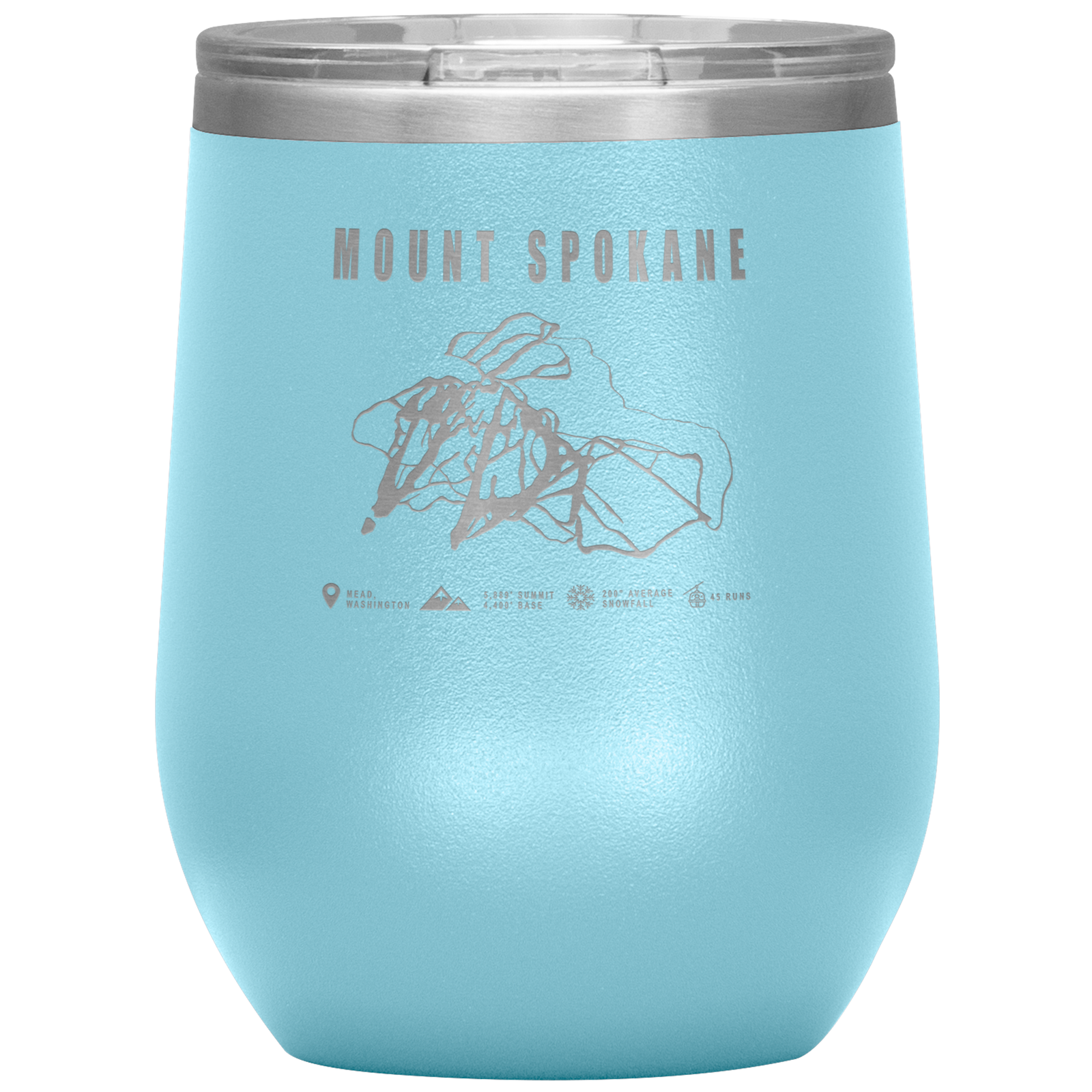 Mount Spokane, Washington Ski Trail Map Wine 12oz Tumbler - Powderaddicts