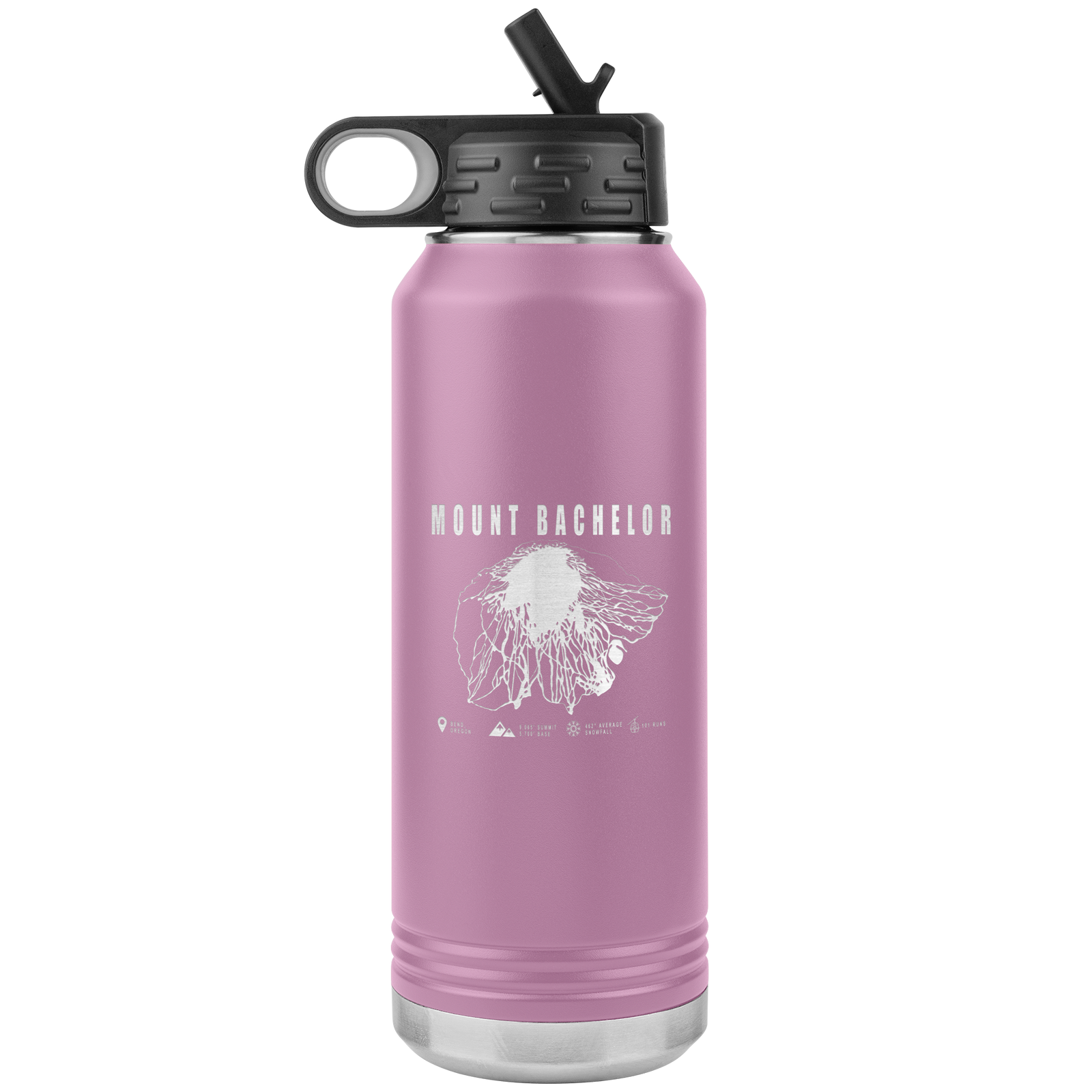 Mount Bachelor, Oregon Ski Trail Map 32oz Water Bottle Tumbler - Powderaddicts