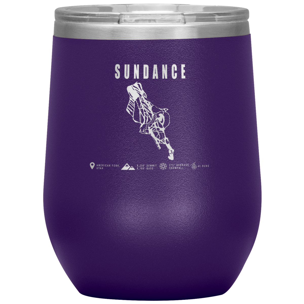 Sundance,Utah Ski Trail Map Wine 12oz Tumbler - Powderaddicts