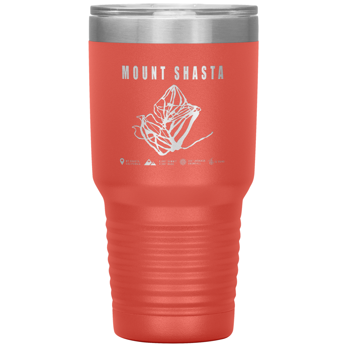 Mount Shasta, California Ski Trail Map 30oz Tumbler - Powderaddicts