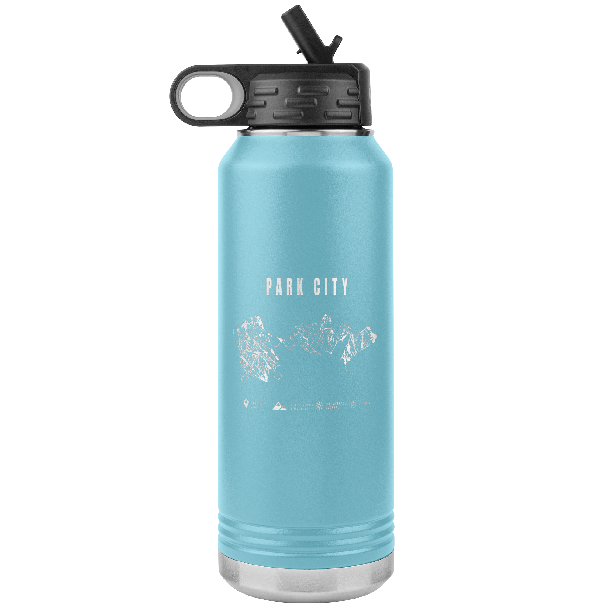 Park city,Utah Ski Trail Map 32oz Water Bottle Tumbler - Powderaddicts