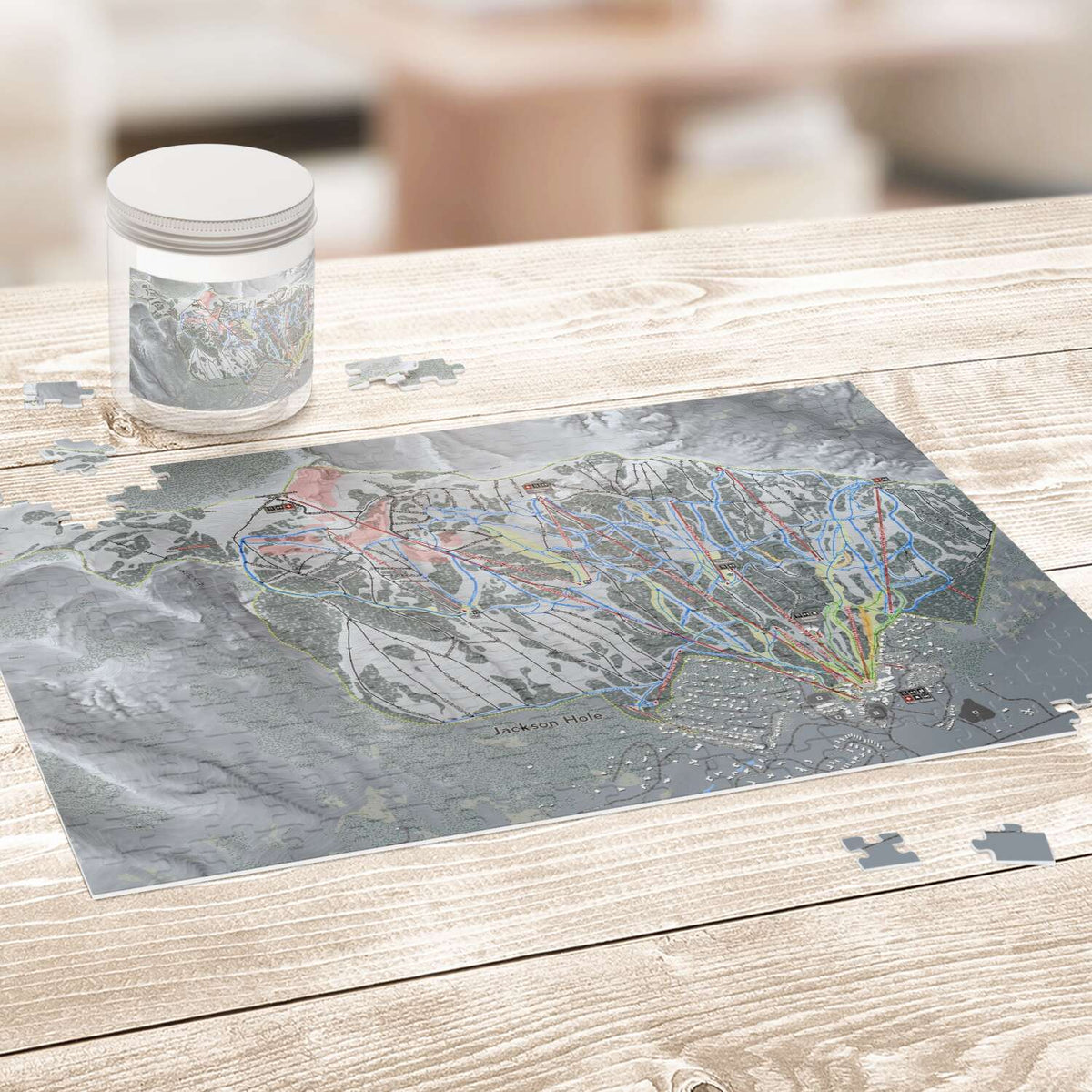 Jackson Hole, Wyoming Ski Trail Map Puzzle - Powderaddicts