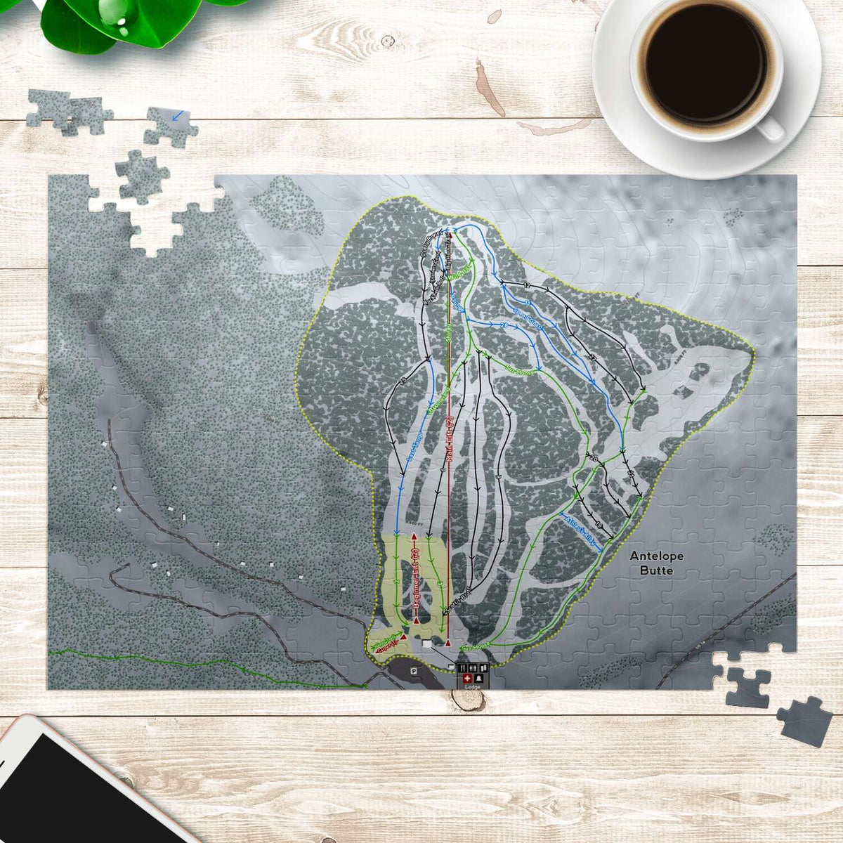 Antelope Butte Wyoming Ski Trail Map Puzzle - Powderaddicts