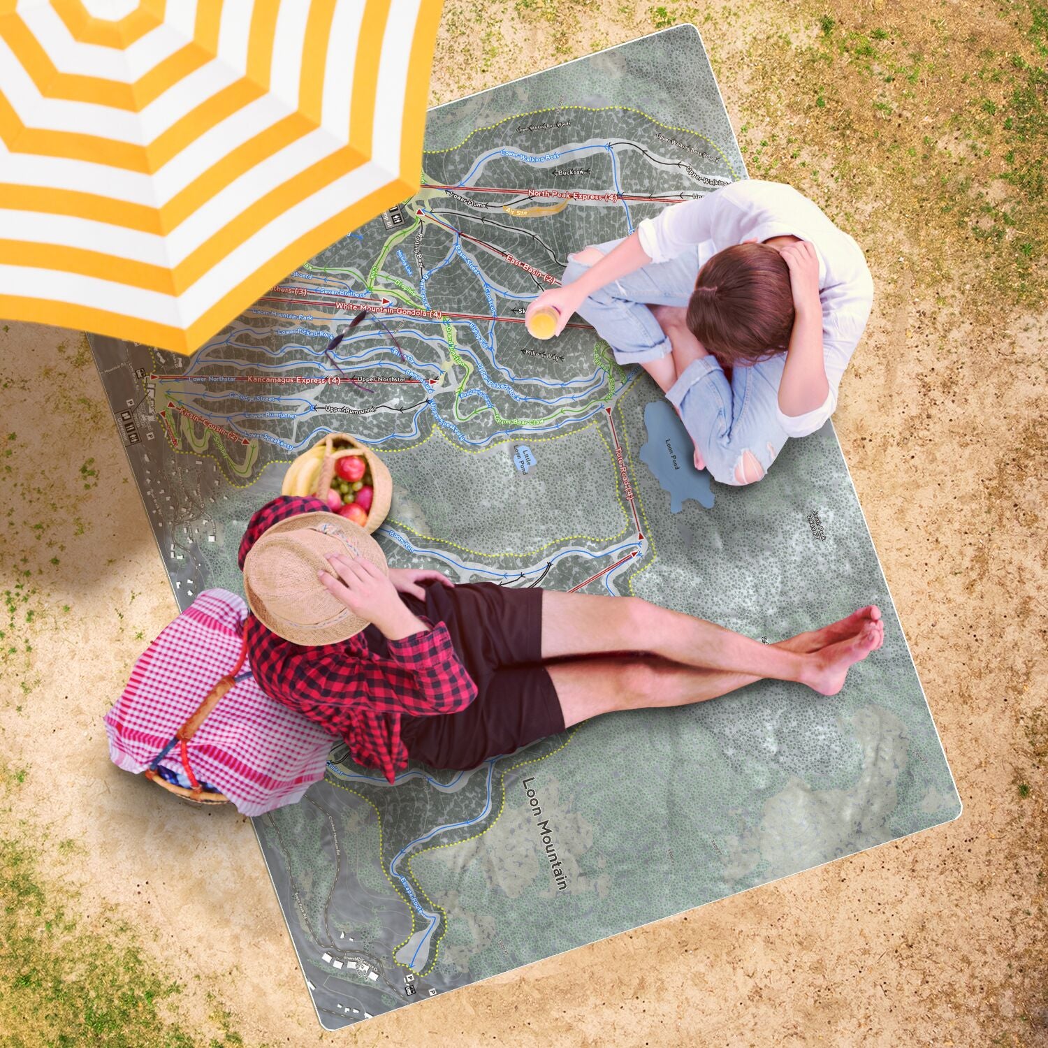 Loon Mountain, New Hampshire Ski Resort Map Printed Beach Towel - Powderaddicts