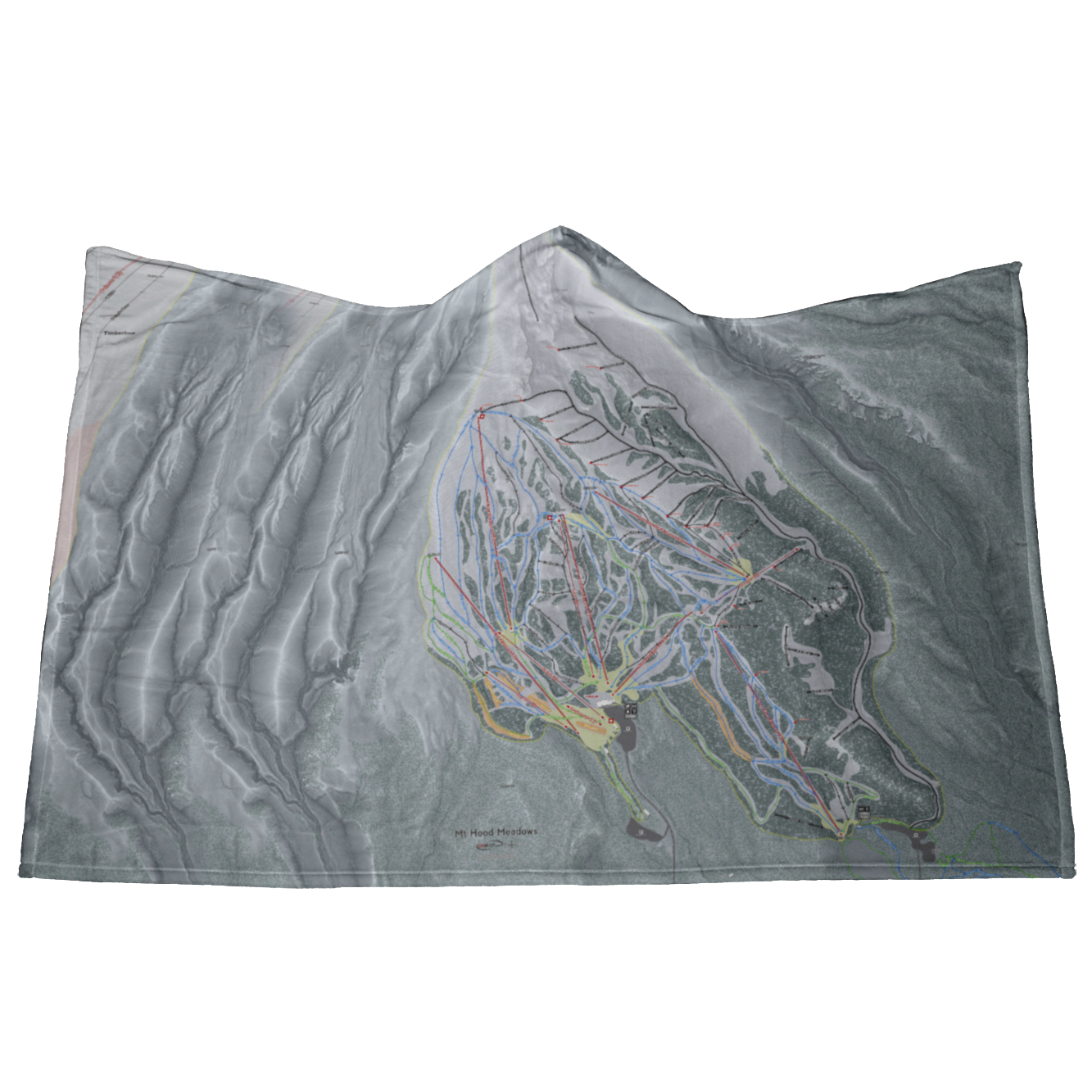 Mt Hood Meadows, Oregon Ski Trail Map - Hooded Blanket - Powderaddicts
