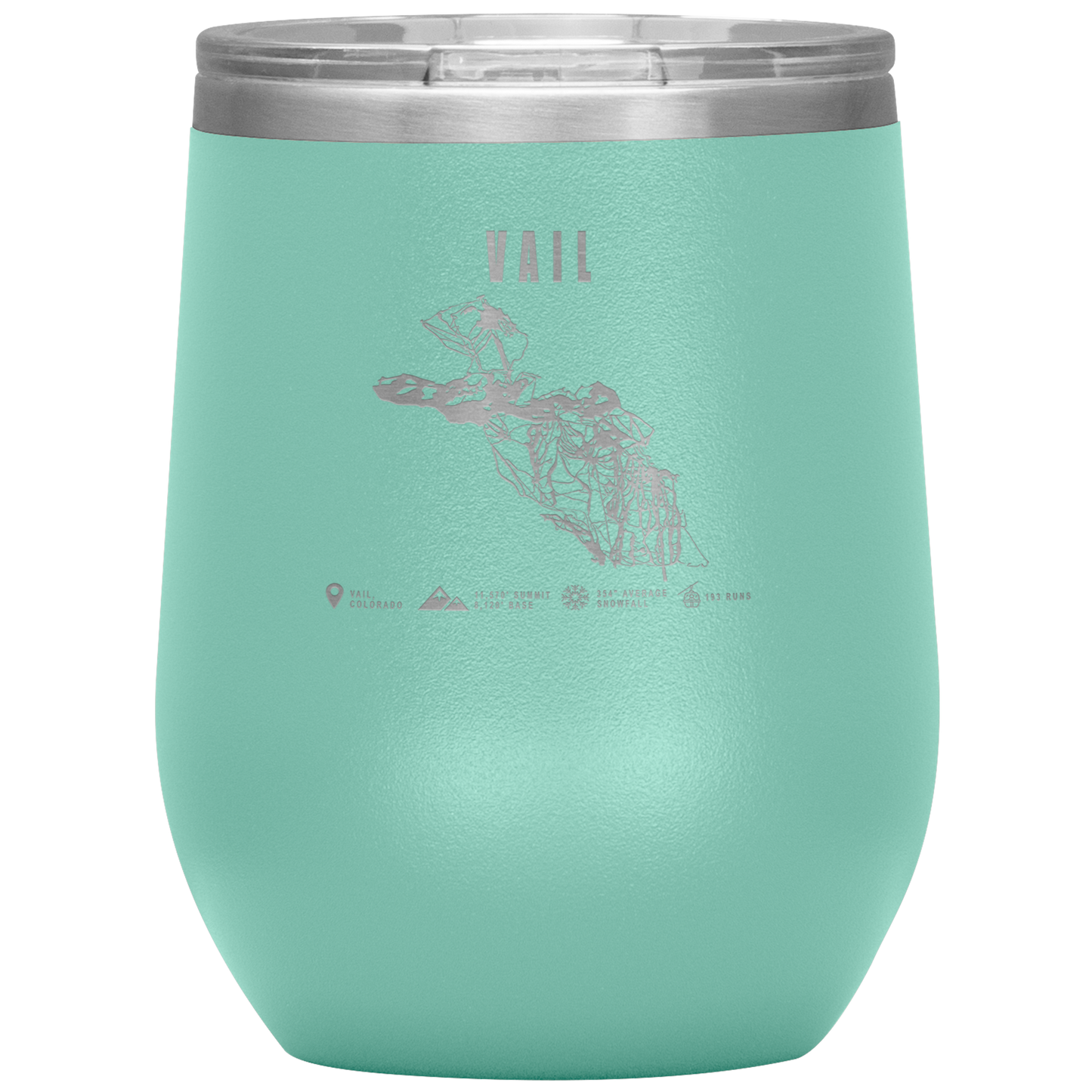 Vail Colorado Ski Trail Map Wine 12oz Tumbler - Powderaddicts