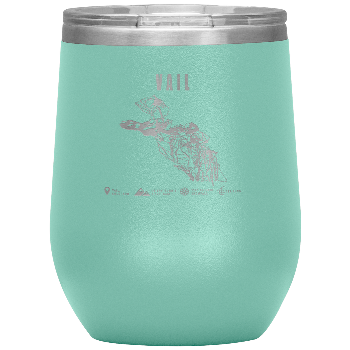 Vail Colorado Ski Trail Map Wine 12oz Tumbler - Powderaddicts