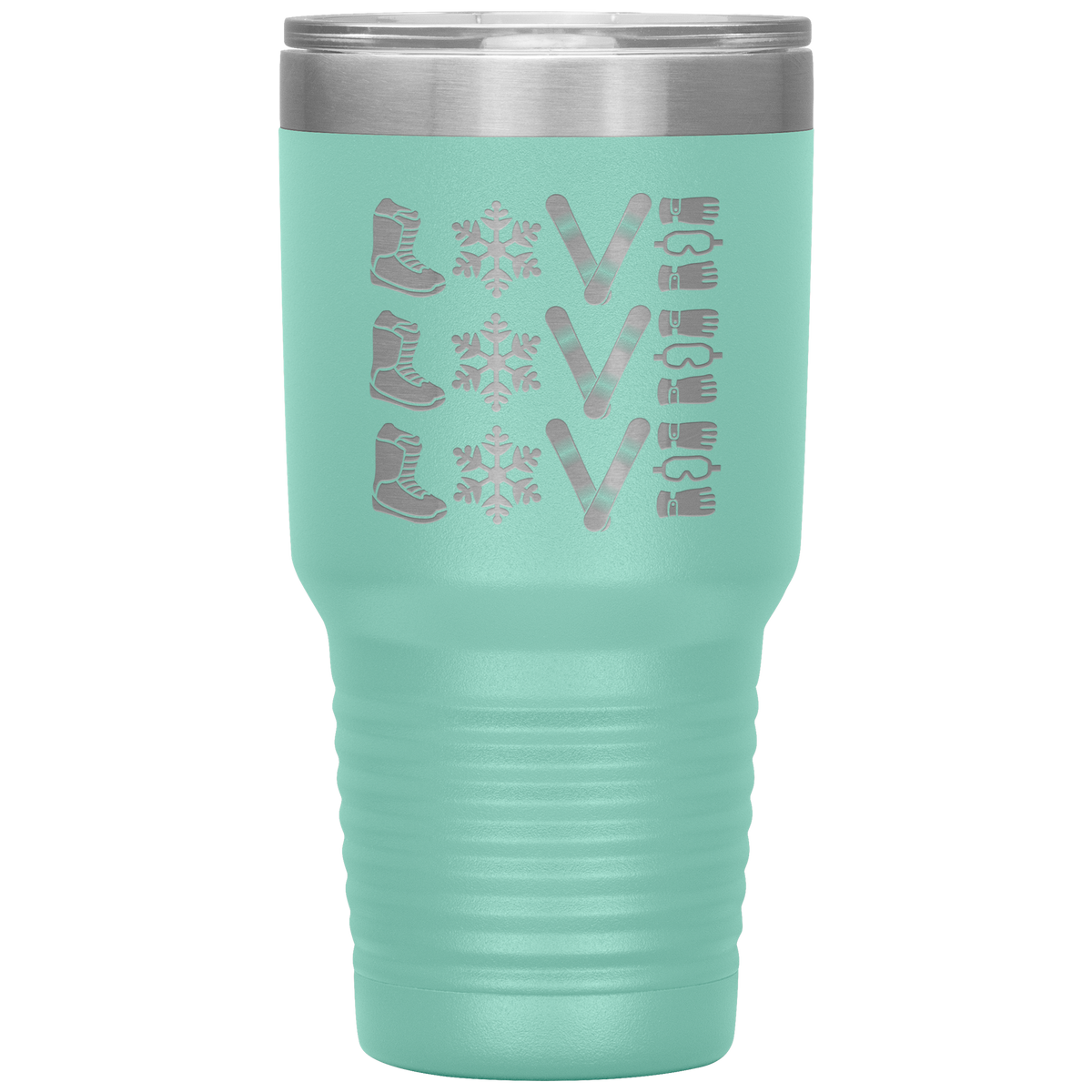 Triple LOVE Snowboard 30oz Laser Etched Tumbler - Powderaddicts