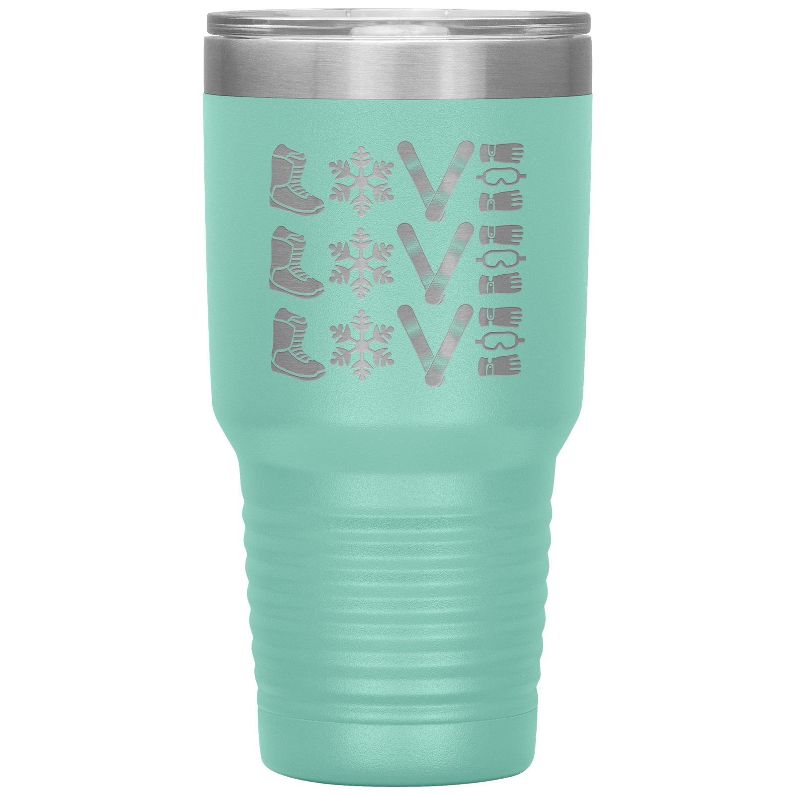 Triple LOVE Snowboard 30oz Laser Etched Tumbler - Powderaddicts