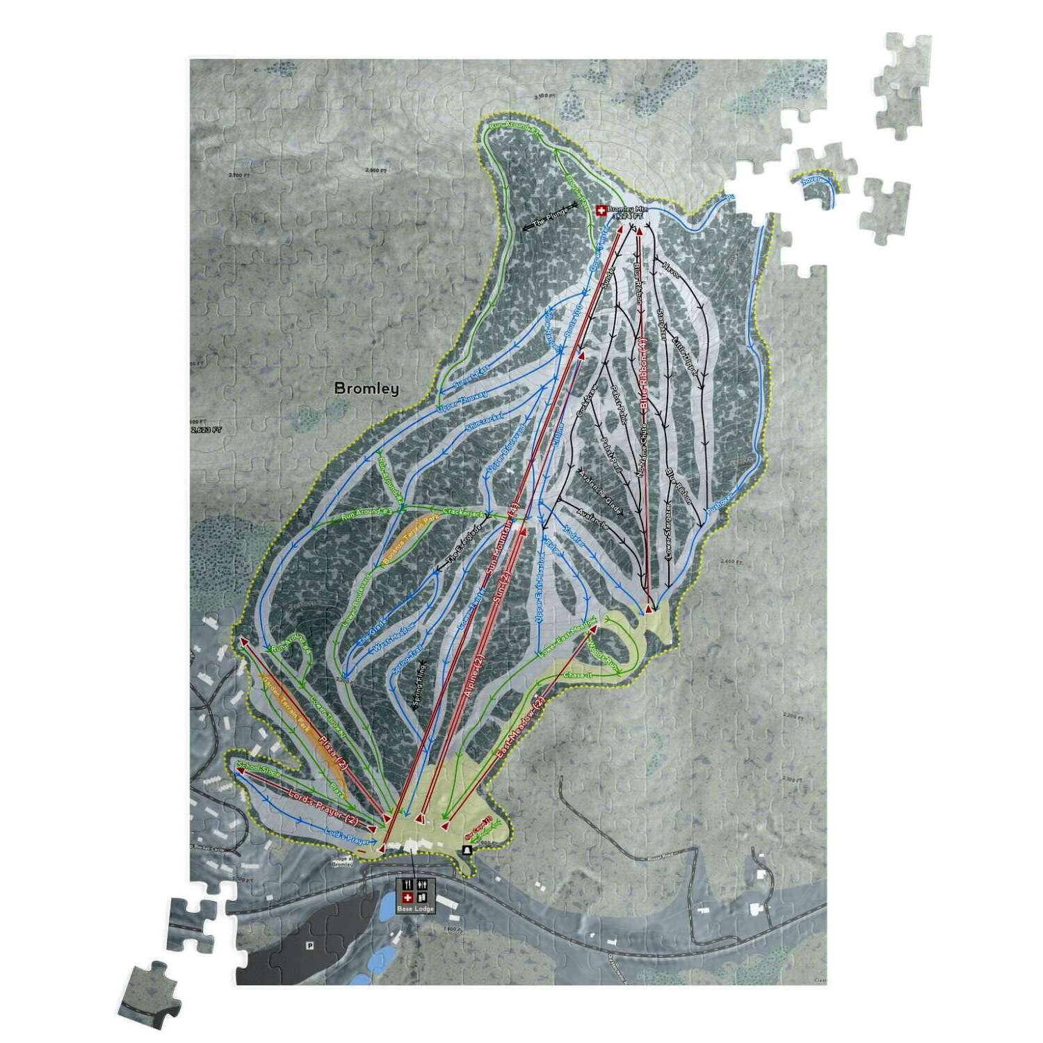 Bromley, Vermont Ski Trail Map Puzzle - Powderaddicts