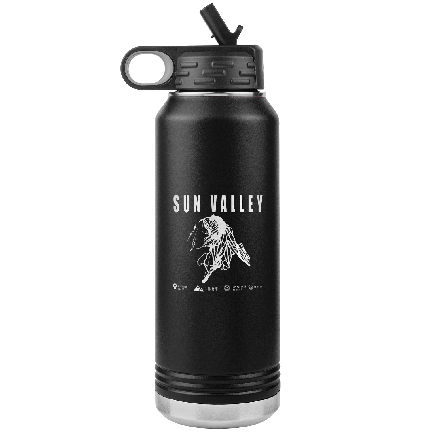 Sun Valley Idaho Ski Trail Map 32oz Water Bottle Tumbler