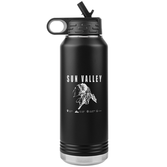 Sun Valley Idaho Ski Trail Map 32oz Water Bottle Tumbler - Powderaddicts