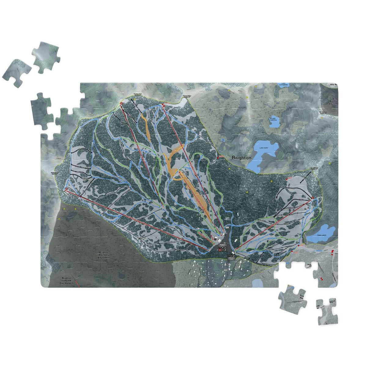 Brighton, Utah Ski Trail Map puzzle - Powderaddicts