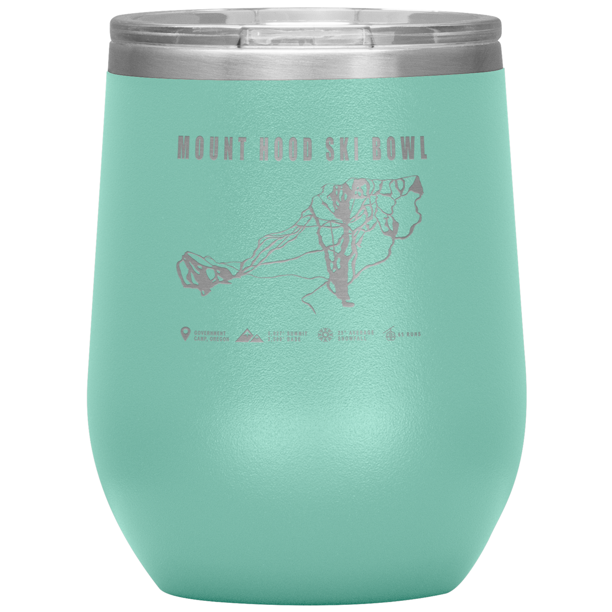 Mount Hood Ski Bowl, Oregon Ski Trail Map Wine 12oz Tumbler - Powderaddicts