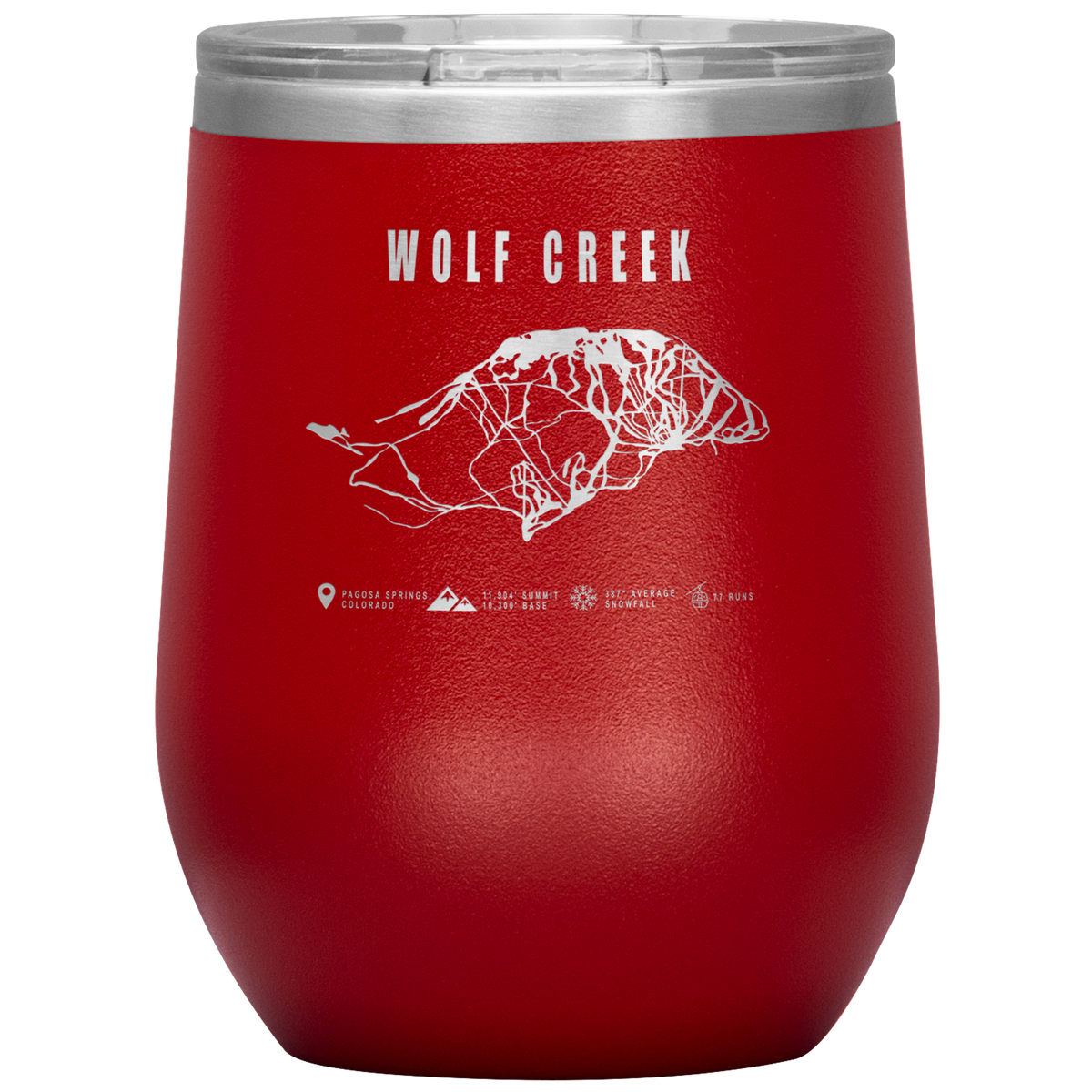 Wolf Creek Colorado Ski Trail Map Wine 12oz Tumbler - Powderaddicts