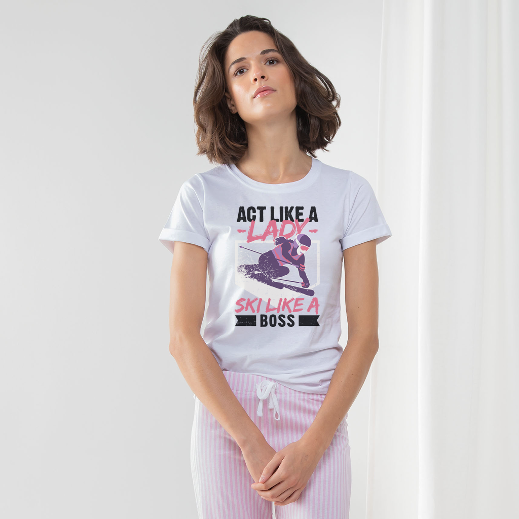 Act Like A Lady Ski Like A Boss Pajama Set - Powderaddicts