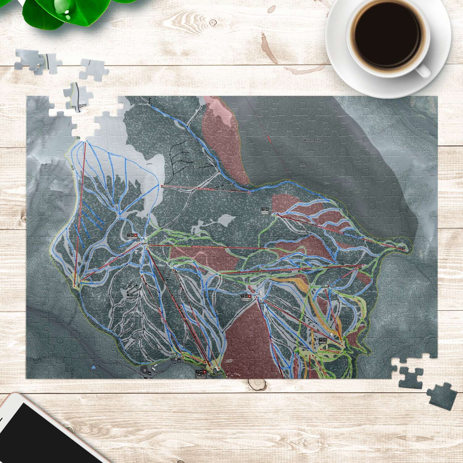 WinterPark, Colorado Ski Trail Map Puzzles - Powderaddicts