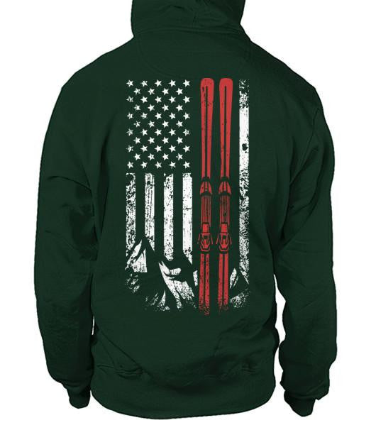 USA Ski Flag Zip Hoodies - Powderaddicts