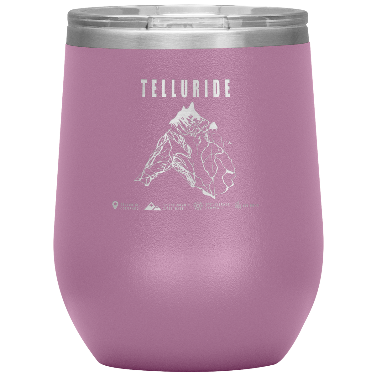 Telluride Colorado Ski Trail Map Wine 12oz Tumbler - Powderaddicts