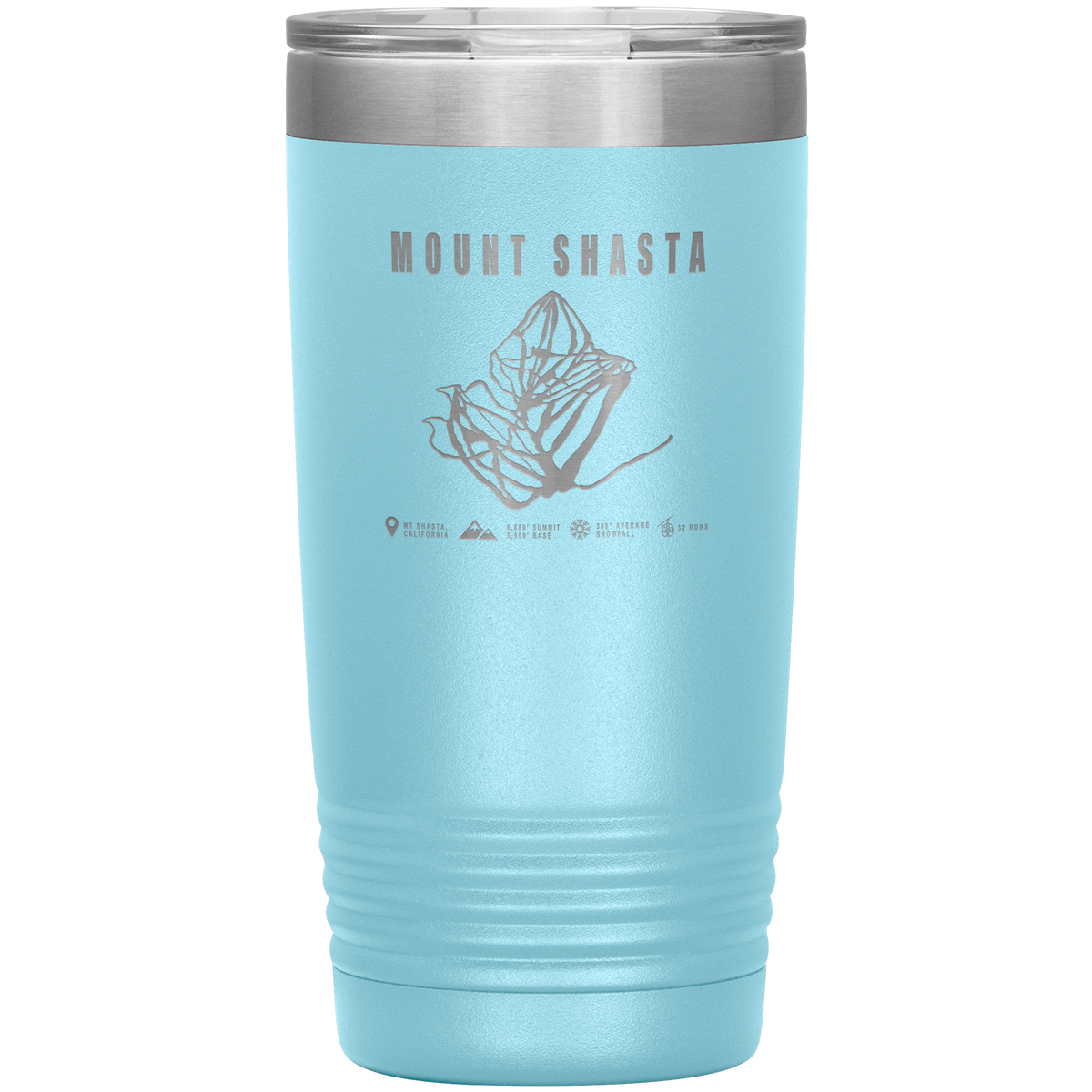 Mount Shasta, California Ski Trail Map 20oz Tumbler - Powderaddicts