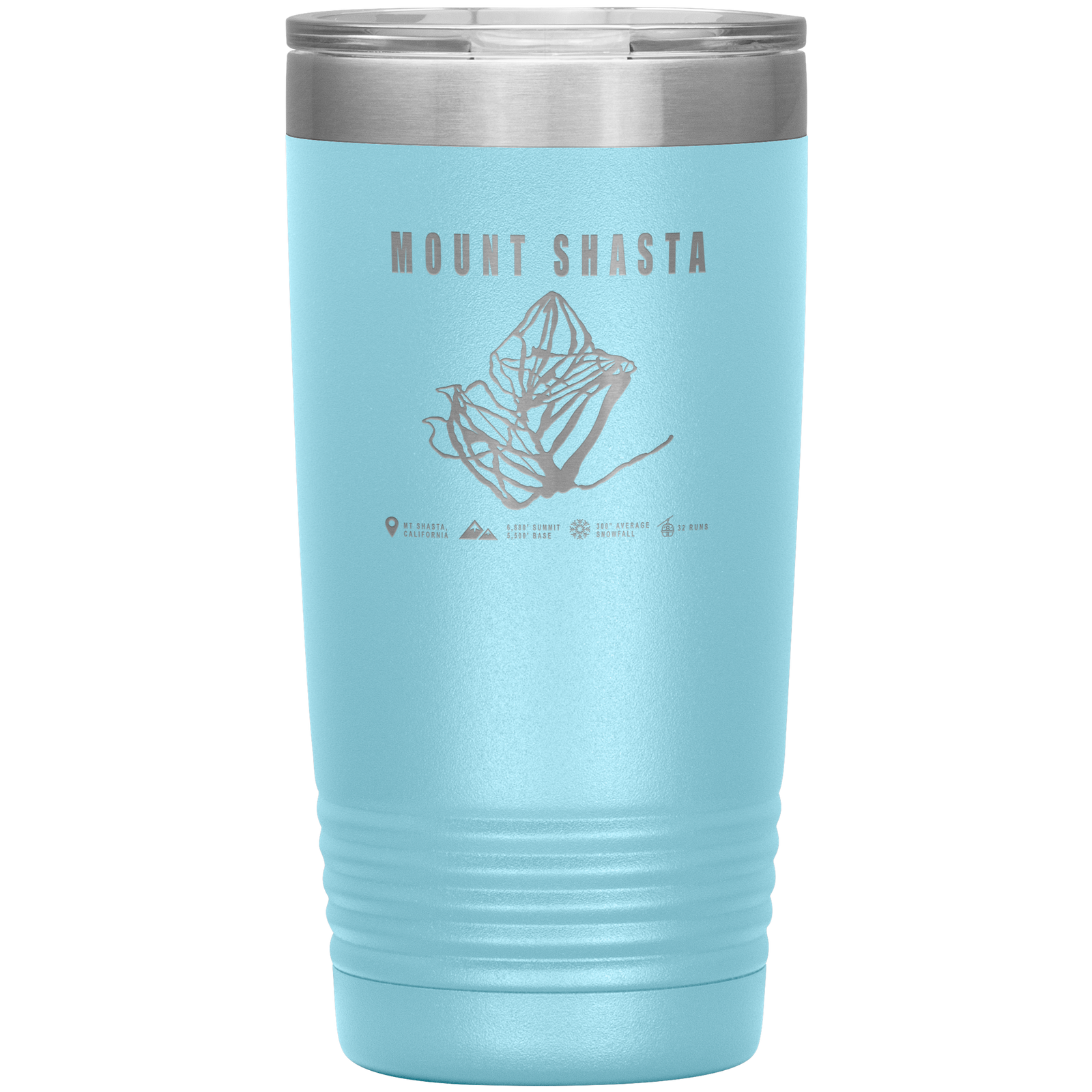 Mount Shasta, California Ski Trail Map 20oz Tumbler - Powderaddicts